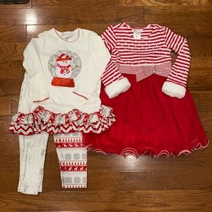 Girl’s Bonnie Jean size 5 Christmas dress and outfit bundle